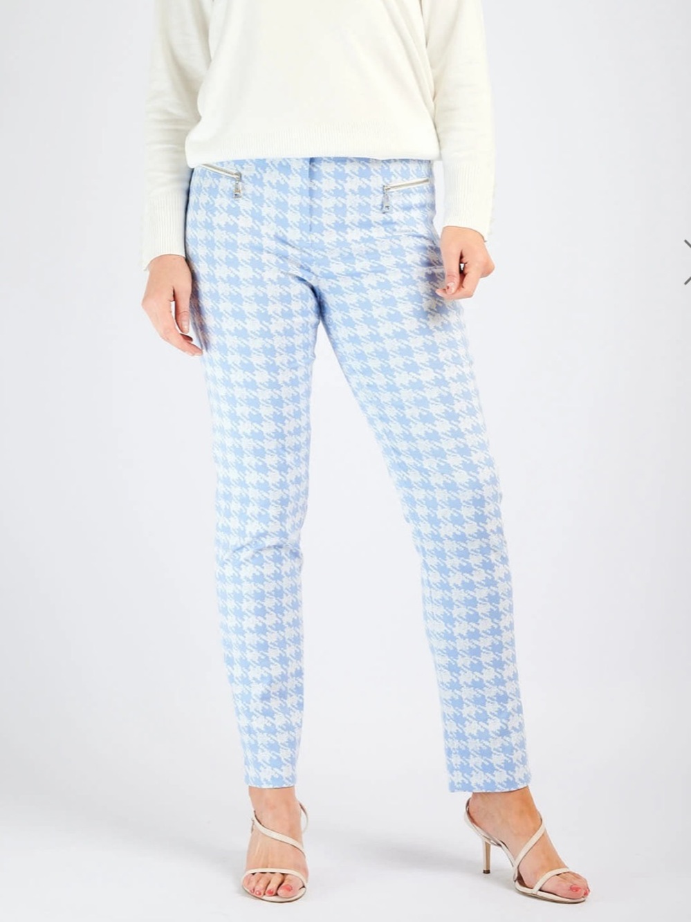 Robell Blue & White Patterned Mimi Model Slim Trousers